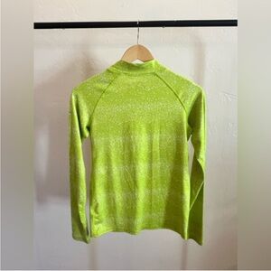 Nike Pro Bright Green Long Sleeve Dri-Fit Running Athletic Heat Gear Top